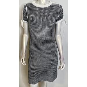 Rag & Bone Dress Womens S Black White Knit Lace Up Sleeves SS